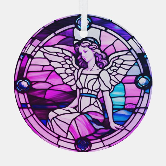 Ornement En Verre Fenêtre en verre tendu Arbre de Noël Angel (Verso)