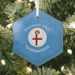 Ornement En Verre Féroïen Ange de Hanukkah Drapeau Personnalisé