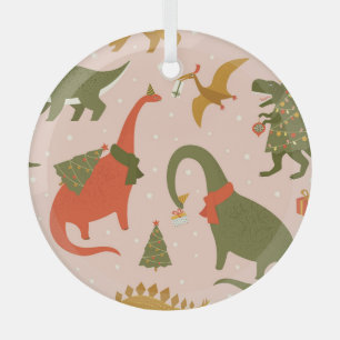 Ornement En Verre Fête de Noël Dino : Tree Rex