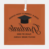 Ornement En Verre Fête de Noël Orange High School (Verso)