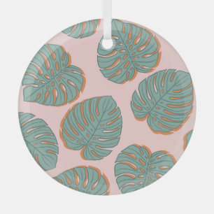 Ornement En Verre Feuille de Monstera : Motif Vintage tropical