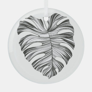 Ornement En Verre Feuille Monstera : Élément Naturel Tropical.