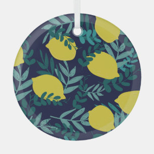 Ornement En Verre Feuilles citron : arrière - plan d'illustration vi