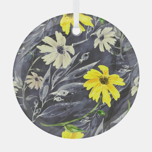 Ornement En Verre Feuilles d'automne, baies : motif d'aquarelle. (Recto)