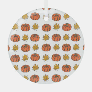 Ornement En Verre Feuilles d'automne : Motif Citrouille à main