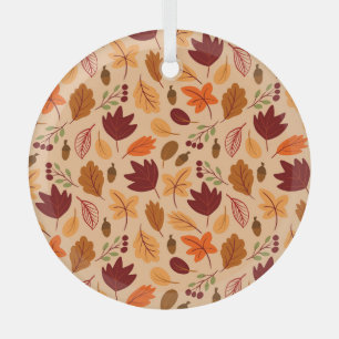 Ornement En Verre Feuilles d'automne, motif simple et enfantin.
