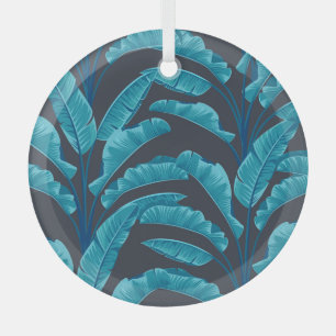 Ornement En Verre Feuilles de bananes : Motif tropical Vintage.