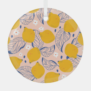 Ornement En Verre Feuilles de citron : Vintage rose sans joint.