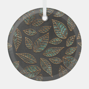 Ornement En Verre Feuilles de cuivre : texture grunge noire.