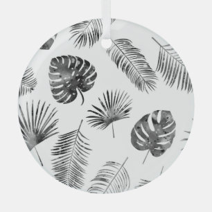 Ornement En Verre Feuilles de palmier noir : vintage sans soudure.
