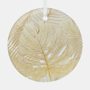 Ornement En Verre Feuilles de palmiers tropicaux : motif vintage.