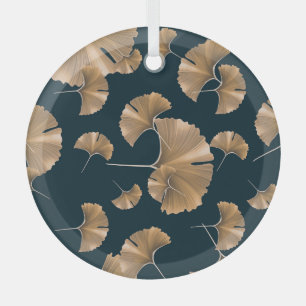 Ornement En Verre Feuilles de paume de ginko tropical, motif hawaïen