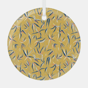 Ornement En Verre Feuilles en bambou : Motif Vintage jeté