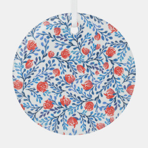Ornement En Verre Feuilles floraux : Motif naturel sans transparence