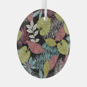 Ornement En Verre Feuilles sombres tropicaux : Motif textile (Avant droite)