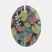 Ornement En Verre Feuilles sombres tropicaux : Motif textile (Avant gauche)