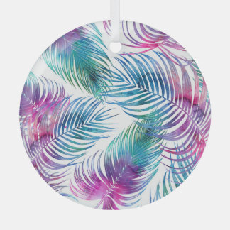 Ornement En Verre Feuilles tropicaux de palmiers, aquarelle motifs f
