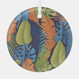 Ornement En Verre Feuilles tropicaux, motif sans couture fleurie.