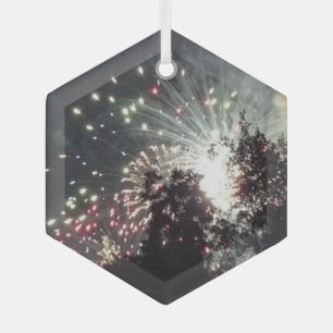 Ornement En Verre Feux d'artifice 18 hexagone en verre
