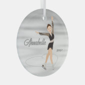 Ornement En Verre Figure Patinage cheveux Brown en noir (Avant droite)