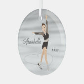 Ornement En Verre Figure Patinage cheveux Brown en noir (Avant gauche)