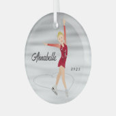 Ornement En Verre Figure Skater Blonde en rouge (Avant gauche)