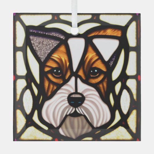 Ornement En Verre Fil Fox Terrier "Verre Tiré" (Recto)