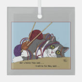 Ornement En Verre Fil Tricot drôle Chat (Recto)