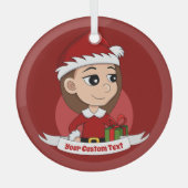Ornement En Verre Fille de Noël avec cheveux longs bruns (Recto)