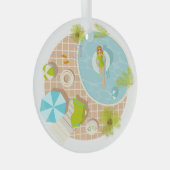 Ornement En Verre Fille de piscine en bikini plage d'été (Avant droite)