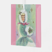 Ornement En Verre Fille en manteau d'hiver Retro rose et bleu orneme (Avant gauche)