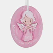 Ornement En Verre Fille mignonne rose Angel 2024 (Avant droite)