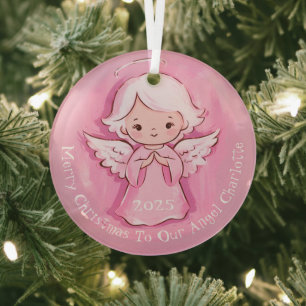 Ornement En Verre Fille mignonne rose Angel 2024