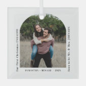 Ornement En Verre First Christmas Engaged Couples Photo Arch (Recto)