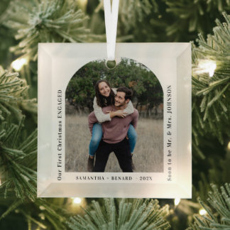 Ornement En Verre First Christmas Engaged Couples Photo Arch