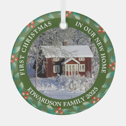 Ornement En Verre First Christmas in our new Home house photo (Recto)