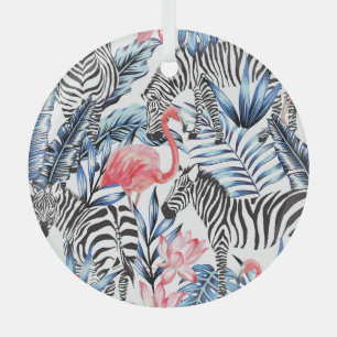 Ornement En Verre Flair tropical : Flamant rose Zebra Paradise