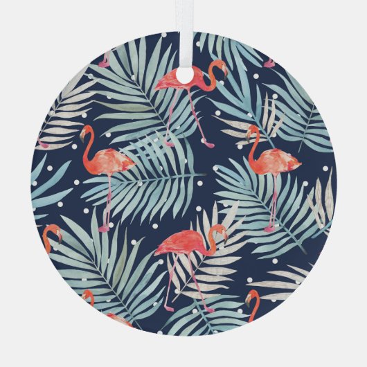 Ornement En Verre Flamant rose Aquarelle : Pink Tropical Elegance. (Verso)