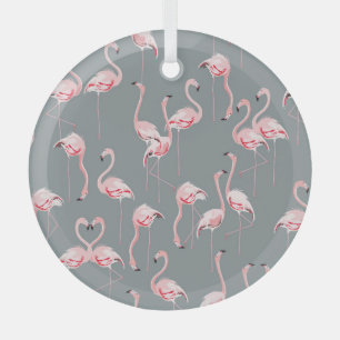 Ornement En Verre Flamant rose Grey : Vintage Motif sans couture.