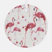 Ornement En Verre Flamant rose motif aquarelle, design dynamique. (Verso)