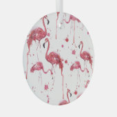 Ornement En Verre Flamant rose motif aquarelle, design dynamique. (Avant droite)