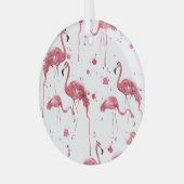 Ornement En Verre Flamant rose motif aquarelle, design dynamique. (Avant gauche)