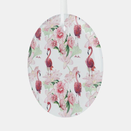 Ornement En Verre Flamant rose rose : Élégance Motif sans couture (Avant gauche)