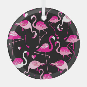 Ornement En Verre flamants roses, motif sans soudure foncée.