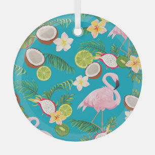 Ornement En Verre Flamants roses roses : Tropical Seamless Motif