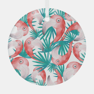 Ornement En Verre Flamingo dessiné à la main : aquarelle motif sans