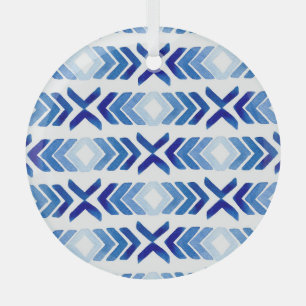 Ornement En Verre Flèches bleu Rhombus Motif aquarelle