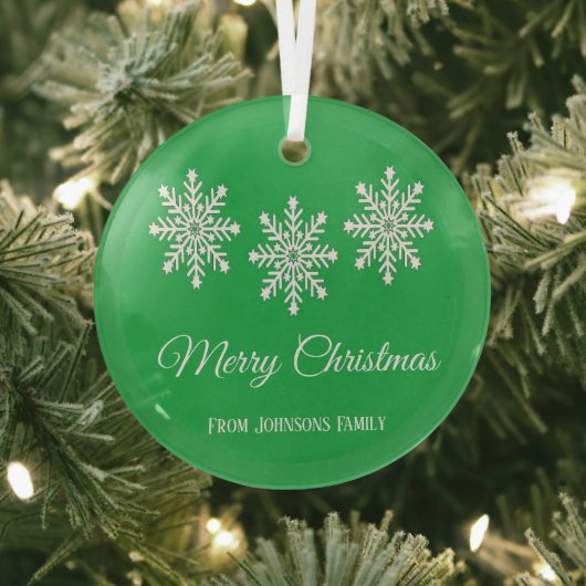 Ornement En Verre Flèches de neige de Noël blanc Joyeux Noël vert (Insitu)