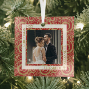 Ornement En Verre Flèches d'or photo Rouge