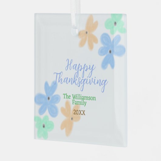 Ornement En Verre Fleur d'aquarelle bleu orange vert hiverMerci (Avant gauche)